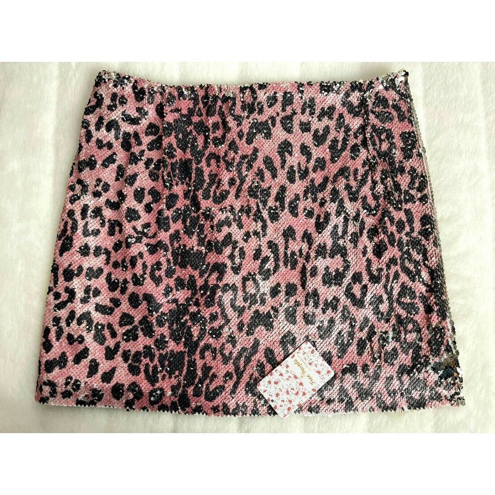 Mini Skirt, Cheetah-Print Skinny Sequin Mini by Free People - Pink Cheetah, 6 - Picture 3 of 12